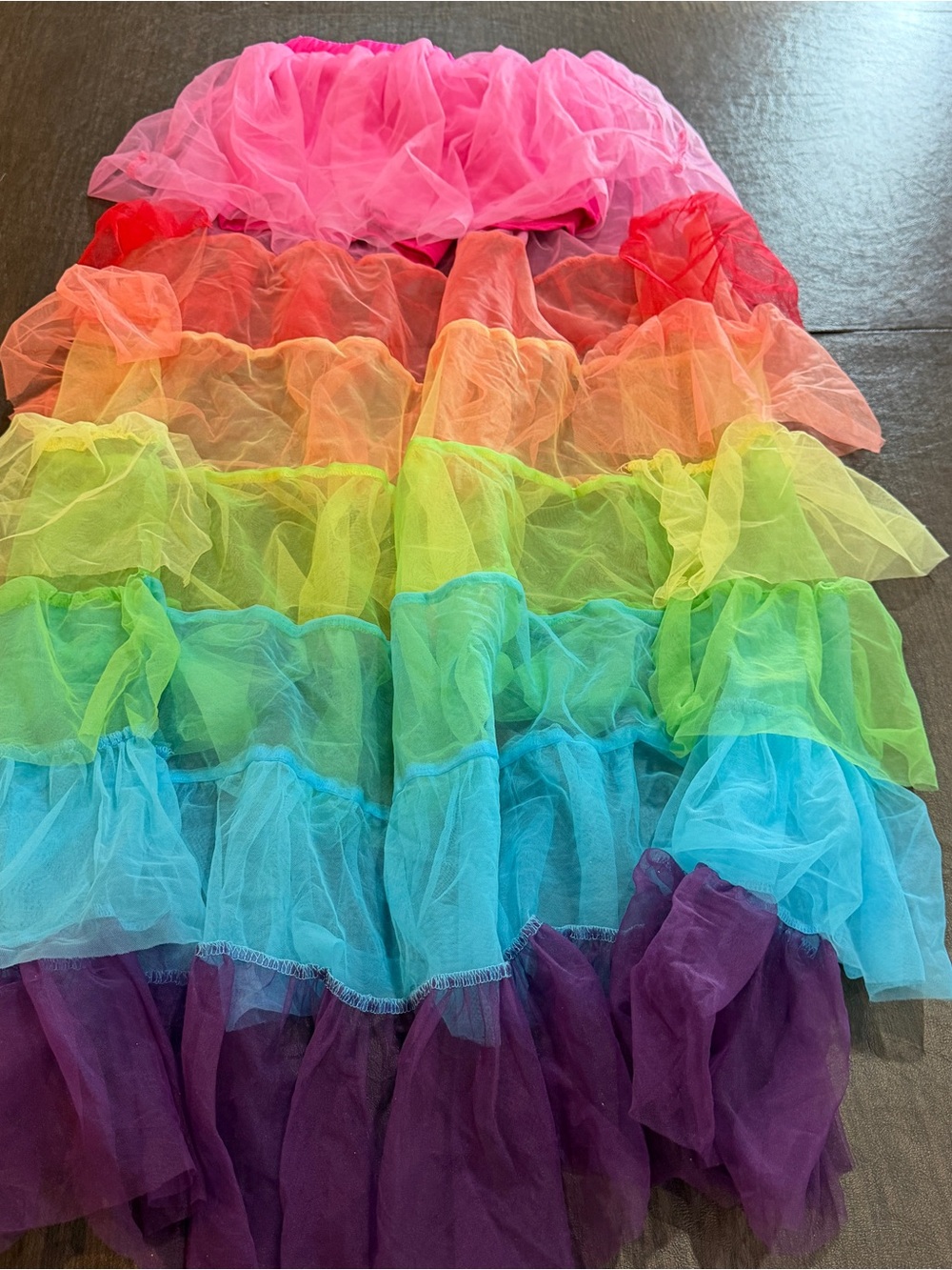 Rainbow Tiered Tulle Train with Pink Bike shorts Sz XS